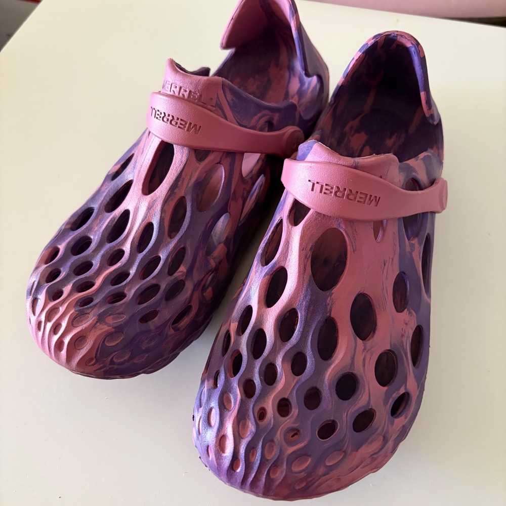 Merrell Hydro Moc Womens 7 Water Shoes Marbled Burgundy Purple Slip On Clogs